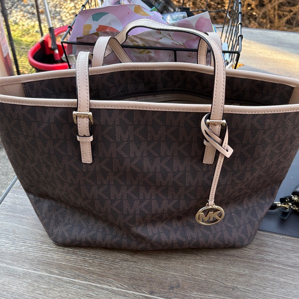 Michael Kors Brown and Beige Tote Bag